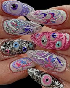 Unusual Nail Designs, Crazy Nail Art, Crazy Nails, Cartoons Movies, Nails Only