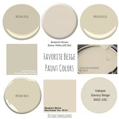 some white paint colors and the words favorite beige paint colors