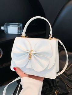 BirdinBag - Stylish Butterfly Bow Embellished Handbag - Versatile Shoulder & Crossbody Bag White Satchel With Large Capacity For Gift, White Large Capacity Satchel For Gift, White Double Handle Satchel As Gift, Feminine White Shoulder Bag With Top Handle, White Feminine Top Handle Shoulder Bag, Feminine White Top Handle Shoulder Bag, White Large Capacity Crossbody Bag, White Handheld Satchel As Gift, White Handheld Satchel As A Gift