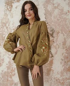 A delicate and elegant women's shirt is best for a romantic walk. She will emphasize the elegance and beauty of every woman, will refresh her face thanks to a gentle shade. The shirt can be combined with the classic and casual elements of the wardrobe. Storage: linen / linen - 100% Made in Ukraine Boho Bride Dress, Linen Wrap Top, Ukrainian Vyshyvanka, Linen Kimono, Kimono Blouse, Embroidered Kimono, Dramatic Classic, Kimono Wrap, Linen Maxi Dress