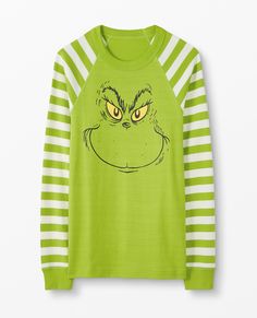 Adult Dr. Seuss Grinch Long John Top | Hanna Andersson Grinch Dress, Xmas Grinch, Grinch Pajamas, Grinch Stuff, Christmas Essentials, Family Matching Pjs, Dr Seuss Grinch, Family Matching Pajamas, Grinch Party