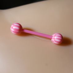 This Is A Brand New Pink And White Striped Acrylic Barbell Piercing Jewelry... Pink Piercings, Pink Septum, Edgy Adjustable Pink Jewelry, Pink Jewelry For Gifts, Pierced Ears, Pincher Septum, Pink Peircings, Pink Septum Jewelry, Septum Pincher, Anthropologie Bracelet