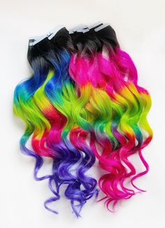 Please read all of the information below before starting a conversation between seller and buyer. Thanks! The photos show 150g of tape in extensions. I can do this color combination in tapes, clips or wefts.  Please pick from the drop down menu package and root color. Colors start slightly brighter and will fade into a soft pastel prism rainbow.  For tape ins please message me first to discuss root color.  Please read all of the information below before purchasing hair or starting a conversation between seller and buyer. Thank you! Most listing photos show examples of full sets 100-150g worth of hair. If ordering smaller packages please go by the width, length and weights below.    Hair packages and pricing: 1: Please let me know the natural root color you would like under comments to sell Tie Dye Tips, Prism Rainbow, Dyed Tips, Pink Ombre Hair, Tape Ins, Root Color, Tape In Extensions, Tips Hair, Clip In Hair