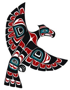 an image of a bird in the style of native art