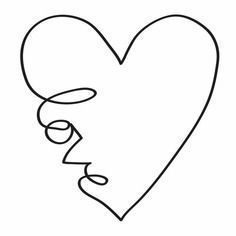 the outline of a person's face with a heart shaped object in the background