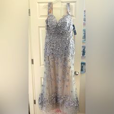 Beautiful Jovani Formal Gown Brand New W Tags! Silver/Nude Gown With Beautiful Floral Appliqus And Sheer Skirt Nude Gown, Sparkly Dresses, Jovani Dresses, Sheer Skirt, Formal Gown, Formal Gowns, Dress Es, Womens Dresses, Skirt