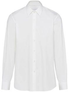 white cotton poplin texture mother-of-pearl buttons classic collar front button placket long sleeves buttoned cuffs curved hem Men Vogue, Crush Fabric, Stone Island Clothing, White Cotton Shirt, Valentino Clothing, White Collared Shirt, Upcycled Materials, Suits And Jackets, Cotton Long Sleeve Shirt