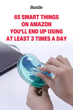 someone is holding an object in their hand with the text, 65 smart things on amazon you'll end up using at least 3 times a day