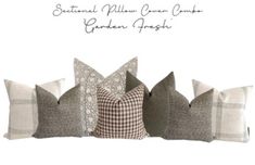 four pillows are lined up on top of each other, with the words southern pillow company written above them