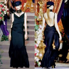 DIOR VINTAGE BLACK SATIN BIAS CUT MAXI DRESS SIZE 42 BY JOHN GALLIANO 1999 | eBay Dior Vintage Dress, Dior Wedding Dresses, Galliano Dress, Backless Satin Dress, Maxi Dress Silk, Galliano Dior, Dior Dresses, Dior Dress, Backless Maxi Dress