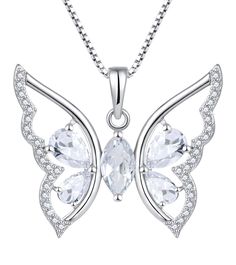 PRICES MAY VARY. 💝 The fairy tale said that people whispered I Love You to the butterfly and then released the butterfly.Love and lucky will come with this celtic knot butterfly necklace. 💝 MATERIAL - sterling silver with 18k white gold plated, Excellent electroplate technique, nickel free, lead free and hypoallergenic 💝 Butterfly Necklace Size: 1.02x0.87", silver chain length: 18+1.2" with spring ring clasp. Set with round-brillian-cut created cubic zirconia 🎁 Come with gift box; Great gift Butterfly Necklace Silver, Butterfly Necklaces, Design Butterfly, Spring Jewelry, Cubic Zirconia Jewelry, Silver Butterfly, Silver Box, Necklace Size, Butterfly Necklace