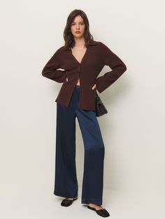 Let your pants do the talking. Shop the Petites Norah Wide Leg Satin Pant, a sustainable pants from Reformation. Versatile Wide-leg Fall Pants, Versatile Straight Pants For Fall, Satin Trousers Outfit, High Waisted Trousers Outfit, Satin Pant, Trousers Outfit, Stylish Petite, Trouser Outfit, Work Wear Outfits