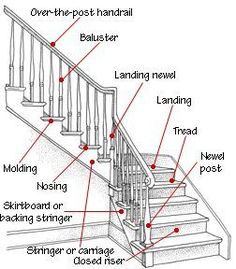 stairs labeled in different parts of the body and part of their functions, including handrails