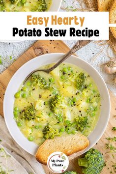 this easy hearty potato and broccoli stew is the perfect way to use up leftover soup