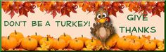 a turkey is standing in front of pumpkins with the words don't be a turkey give thanks