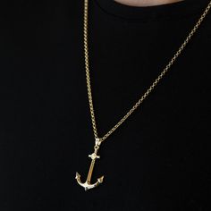 Men's 14K Real Gold Anchor Pendant Necklace / Nautical Marine Charm for Men / Seafarer Gold Necklace / Men Jewelry / Gift for Him FREE EXPRESS INTERNATIONAL SHIPPING! SHIPPING NEXT DAY! PRODUCT DETAILS * 14K REAL GOLD ( it has a 14K or 585 stamp on item.) All of my items are 14k real gold. I don't use any gold filled or gold plated materials. * Big Size Dimensions: 25mm * 36mm * Small Size Dimensions: 11.35mm * 20.50mm * Chain thickness: 2.0mm * The closure is spring ring. * All of my items are Gold Necklace Men, Anchor Pendant, Necklace Men, Men Jewelry, Real Gold, Men Necklace, Spring Rings, Gift For Him, Arrow Necklace