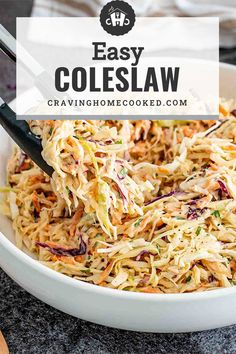 a white bowl filled with coleslaw slaw