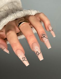 Unghie Nail Art, Heart Nail Designs, Nude Nail Designs, Beige Nails, Fancy Nails