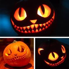 Cheshire Cat Pumpkin, Cat Pumpkin Carving, Pumpkin Carving Designs, Casa Halloween, Halloween Pumpkin Designs, Pumpkin Carving Patterns