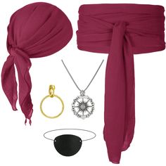 a woman's accessories including a scarf, sunglasses and necklace