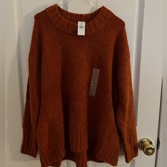 Thick Beautiful Sweater! Brand New! Cozy Warm Brown Top, Cozy Fit Brown Soft Knit Sweater, Brown Crew Neck Sweater For Cold Weather, Faux Turtleneck, Brown Cable Knit Sweater, Olive Green Cardigan, Blue White Top, Rib Knit Cardigan, Old Navy Maternity