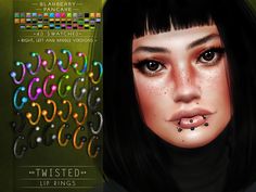 Sims 4 Emo Makeup, Blahberry Pancake, Emo Piercings, Cc Jewelry, Sims Finds, Mouth Piercings, Sims 4 Piercings