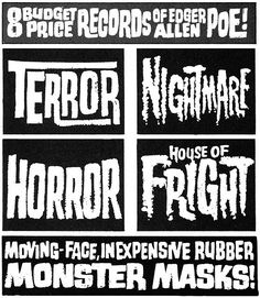 four different types of horror stickers on a black and white background with text that reads,