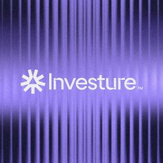 the logo for investure is displayed on a purple curtain