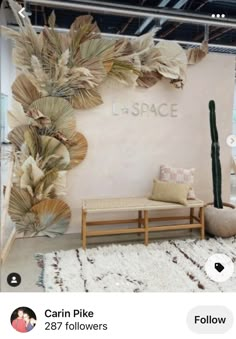 the interior of a store is decorated with fake plants