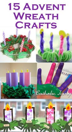 an assortment of crafts with candles and wreaths