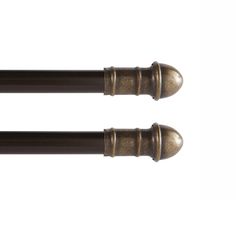 two black and gold metal handles on white background