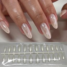 45428443316441 White Extension Nails, White French Nails, White French Tip, Nail Type, Pearl Nails, Nail Length, Oval Nails, Prom Nails, Nail Glue