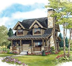 this is an artist's rendering of a log home