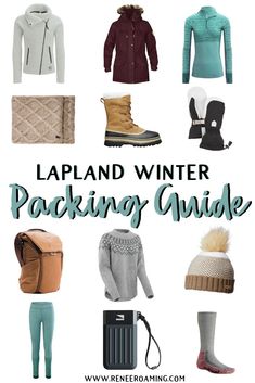 the lapland winter packing guide with text overlay that reads lapland winter packing guide