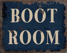 a blue sign that says boot room on it