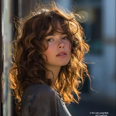 Medium Curly With Bangs, Curly Wavy Hair Fringe, Curly Long Bob Haircut, Curly Hairstyles With Fringe, Long Curly Bob With Bangs, Natural Curly Bangs, Curls With Fringe, Loose Curls With Bangs