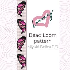 the bead loom pattern is shown in pink and black