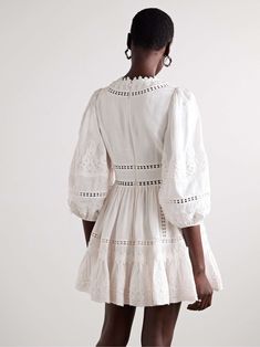 ZIMMERMANN Pop appliquéd guipure lace-trimmed linen mini dress Summer Style Guide, Floral Dresses Short, Dress Flats, Dress Woman, Dress For Woman, Linen Mini Dress, Trim Dress, Zimmermann Dress, Italian Fashion Designers