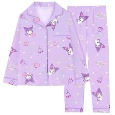 Kuromi Pajamas, Kuromi Outfit, Pajamas Girl, Kuromi Clothes, Sanrio Outfits, Sanrio Clothes, Kawaii Kuromi, Hello Kitty Clothes