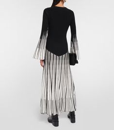 Wool and silk maxi dress in black - Chloe | Mytheresa Black Striped Skirt, Free Spirit Aesthetic, Trumpet Sleeve, Silk Knit, Silk Maxi, Silk Maxi Dress, Stripe Skirt, Color Name, Black Maxi Dress