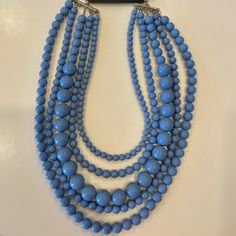 Never Worn, Original Packaging Intact. 3 Layer Necklace, Layered Beaded Necklaces, Blue Statement Necklace, Costume Necklaces, Dainty Gold Necklace, Layered Chains, Chain Fashion, Beaded Statement Necklace, Multi Strand Necklace