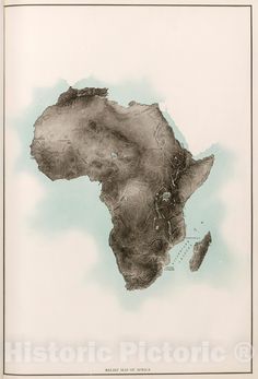 Historic Map : Relief Map of Africa., 1912, Vintage Wall Decor Map Aesthetic, Vintage Africa, Maps Aesthetic, Map Of Africa, Relief Map, Africa Map, African Wildlife, Vintage Wall Decor, Vintage Wall