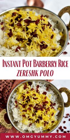 instant pot barberry rice with red and yellow sprinkles