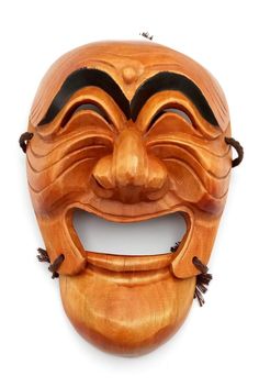 Vintage Korean Hahoetal Yangban Tal, Hand Carved Wooden Mask and Wall Hanging Theatrical Mask, Joyful Expression, Korean Mask, Angry Expression, Wooden Mask, Traditional Korean, Korean Traditional, Sell Items, Hand Carved