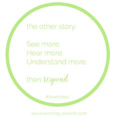 a green circle with the words,'the other story see more hear more understand more then respond