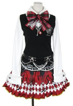 Putumayo Trump Cat coord Putumayo Clothing, Red Black And White Outfit, Japanese Street Fashion, Grunge Goth, Gothic Outfits, Kawaii Clothes, Lolita Dress, Gothic Lolita, Visual Kei