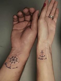 Husband Wife Tattoos, Married Couple Tattoos, Couple Tattoos Unique Meaningful, Tattoos For Women Small Meaningful, Wife Tattoo, Best Couple Tattoos, Small Matching Tattoos, Small Couple Tattoos, Anker Tattoo