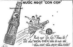 an advertisement for the nuoc not con cop, with two men on a rocket