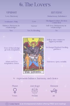 the tarot card for the lovers