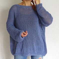 Knitted oversized sweater. Practical and convenient.Great addition to your everyday clothing.MADE TO ORDER!!!It takes 3-4 weeks before item is made and ready to ship!Material: 50% Cotton 50% AcrylicSize:One size fits for all - Small/Medium/LargeMeasurements:Length 73 cm (28.7 '')Width 57 cm (22.4 '')In picture knitted product is demonstrated on S size model with 160 cm in height.Knitted and crocheted clothing by ConexosStudio! Oversized Knit Sweater For Summer, Oversized Knitted Summer Sweater, Oversized Knitted Sweater For Layering, Casual Open Knit Pattern For Spring, Bohemian Crew Neck Sweater For Layering, Oversized Chunky Knit Tops For Summer, Bohemian Knit Stretch Sweater, Casual Oversized Knitted Tops, Oversized Casual Knit Tops